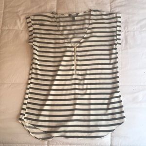 stripped short sleeve blouse